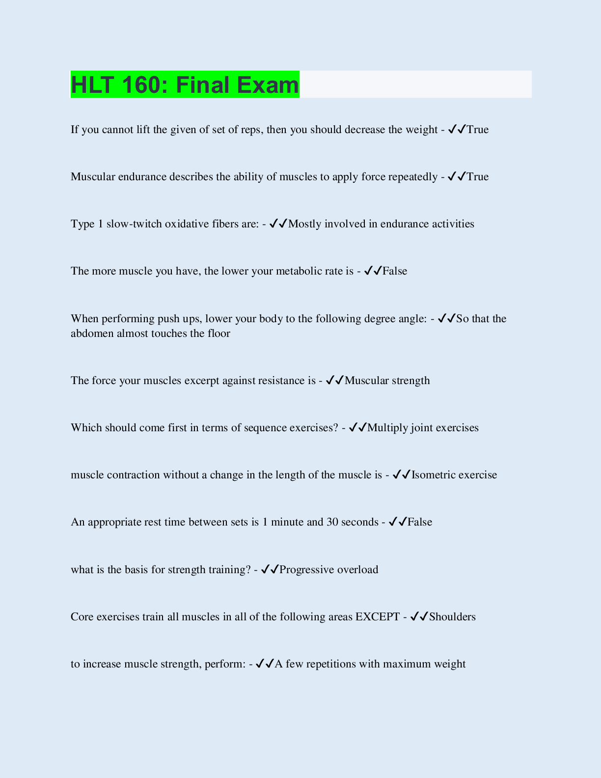 Preview image of HLT 160: Final Exam document